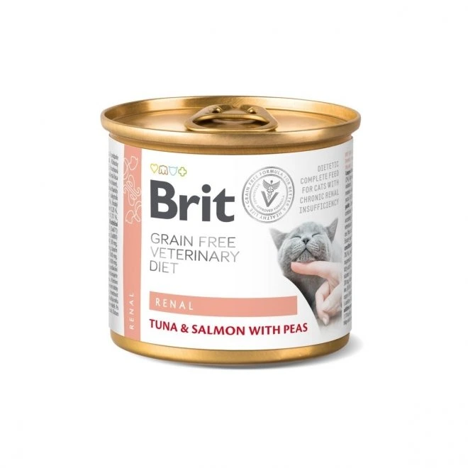 Brit Veterinary Diet Grain Free Renal våtfôr med tunfisk, laks og erter til katt 200 g
