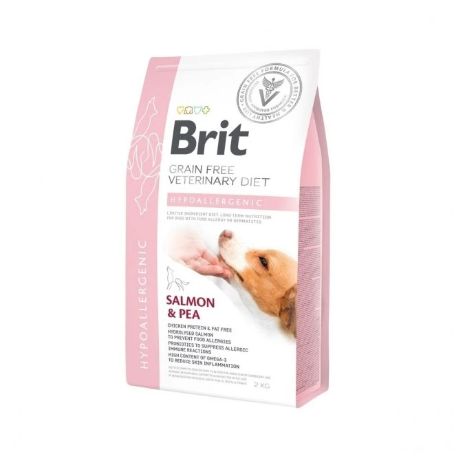 Brit Veterinary Diet Hypoallergenic kornfritt tørrfôr med laks og erter til hund 2 kg