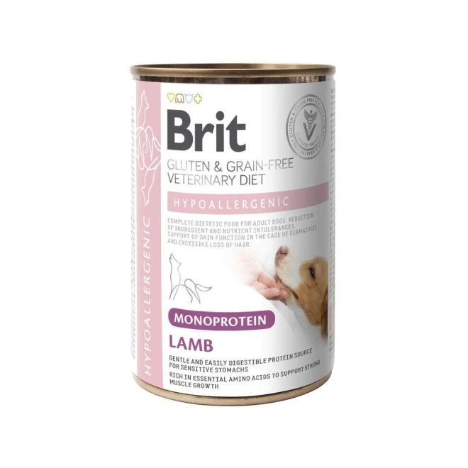 Brit Veterinary Diet Hypoallergenic Monoprotein veterinærfôr med lam til hund 400 g