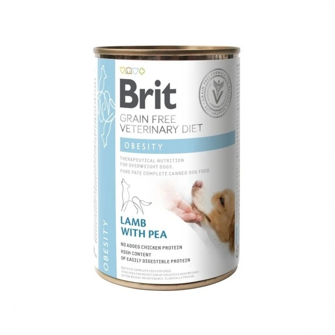 Brit Veterinary Diet Obesity kornfritt våtfôr med lam og erter til hund 400 g