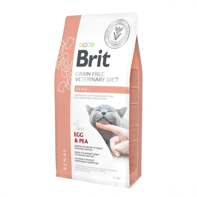 Brit Veterinary Diet Renal kornfritt tørrfôr med egg og erter til katt 5 kg