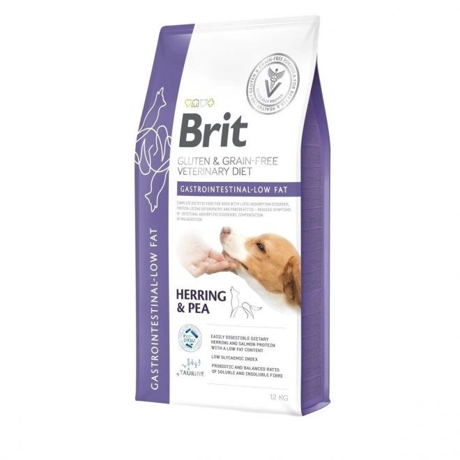 Brit Veterinary Diets Gastrointestinal Low Fat kornfritt tørrfôr med sild og ert til hund 12 kg