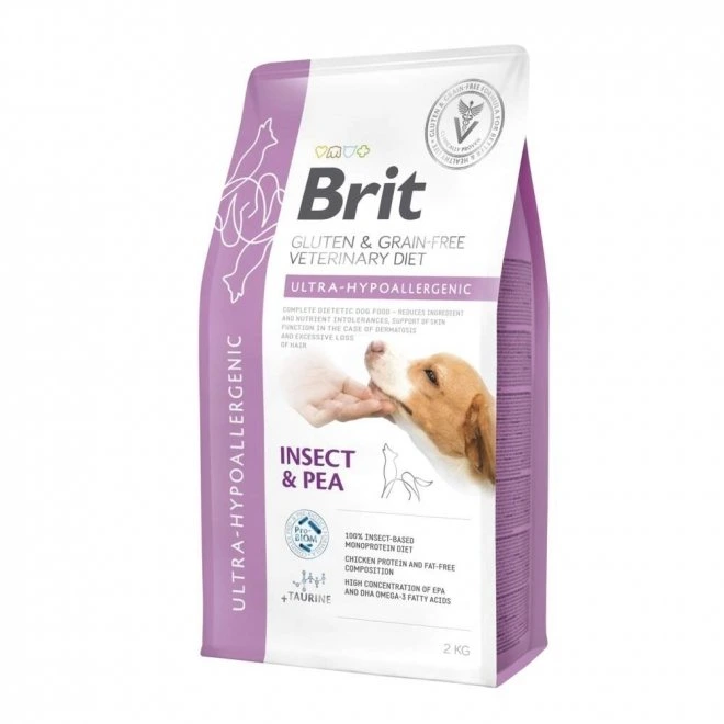Brit Veterinary Diets Ultra-Hypoallergenic kornfritt tørrfôr med insekt og ert til hund 2 kg