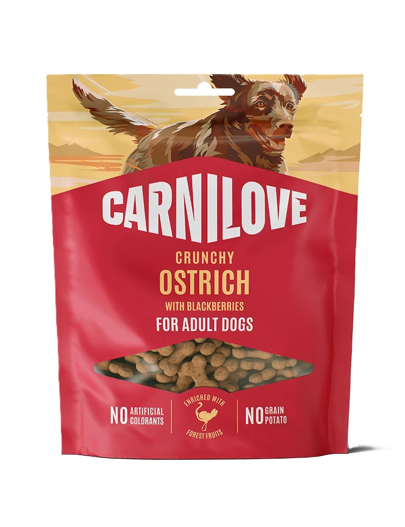 Carnilove Crunchy Snack med struts og bjørnebær til hund 200 g