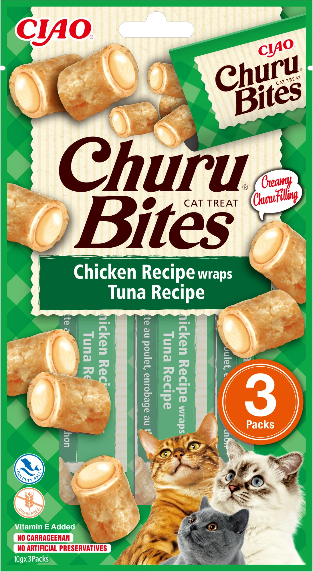 Churu Bites wrap med kylling og tunfisk til katt 3 x 30 g