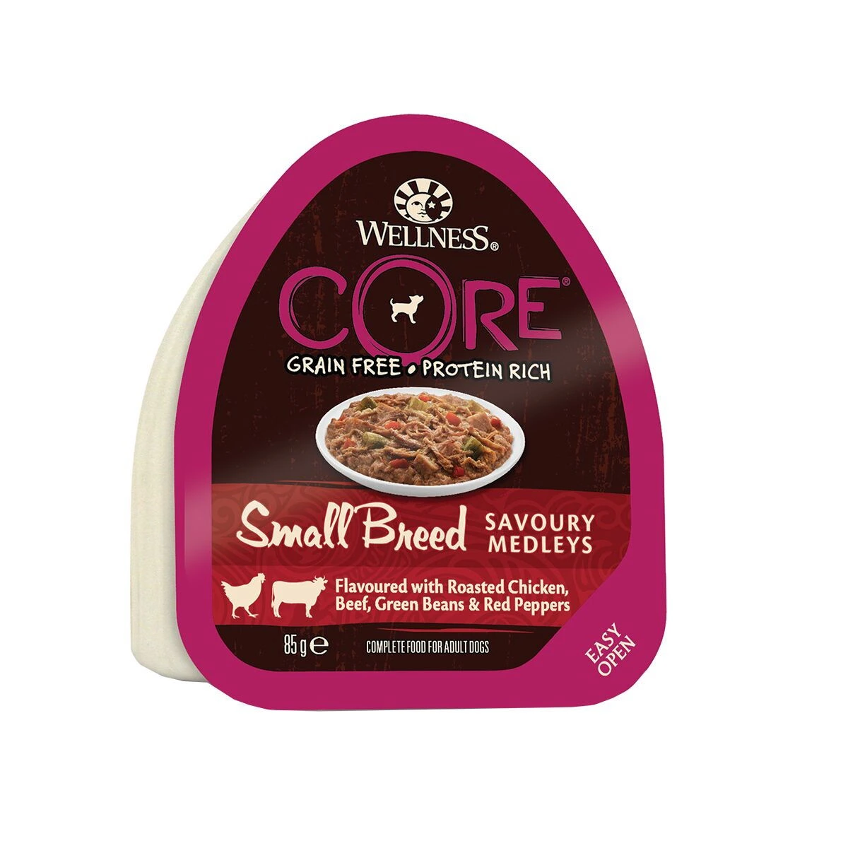 CORE Petfood Savoury Medleys Small Breed våtfôr med kylling, storfekjøtt, bønner og pepper til hund 85 g