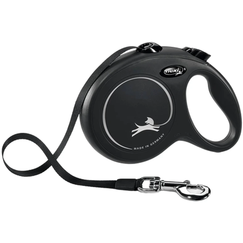 Flexi New Classic Tape rullebånd til hund svart str XS 3 m maks 12 kg