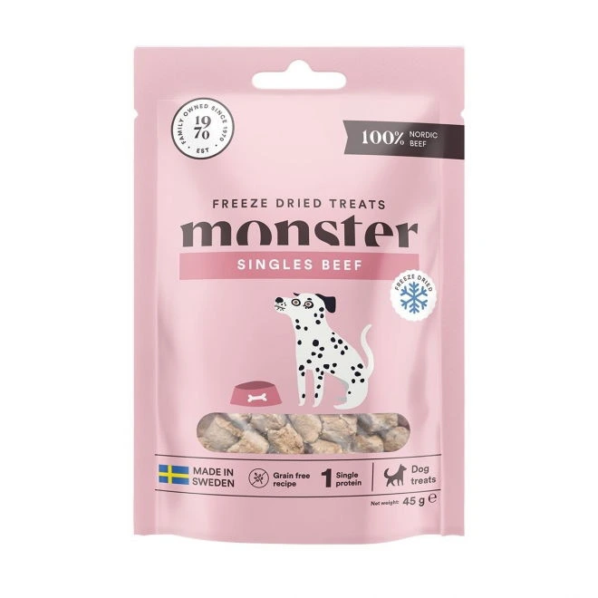 Monster Pet Food frysetørkede hundegodbiter med storfekjøtt 45 g