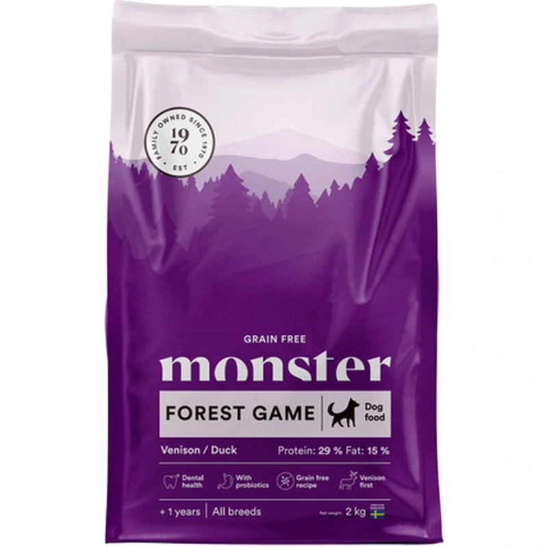 Monster Pet Food Grain Free Forestgame All Breed tørrfôr med hjort og and til hund 2 kg