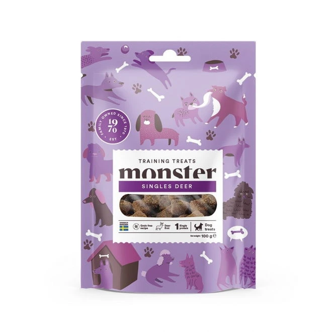 Monster Pet Food treningsgodbiter med hjort til hund 100 g