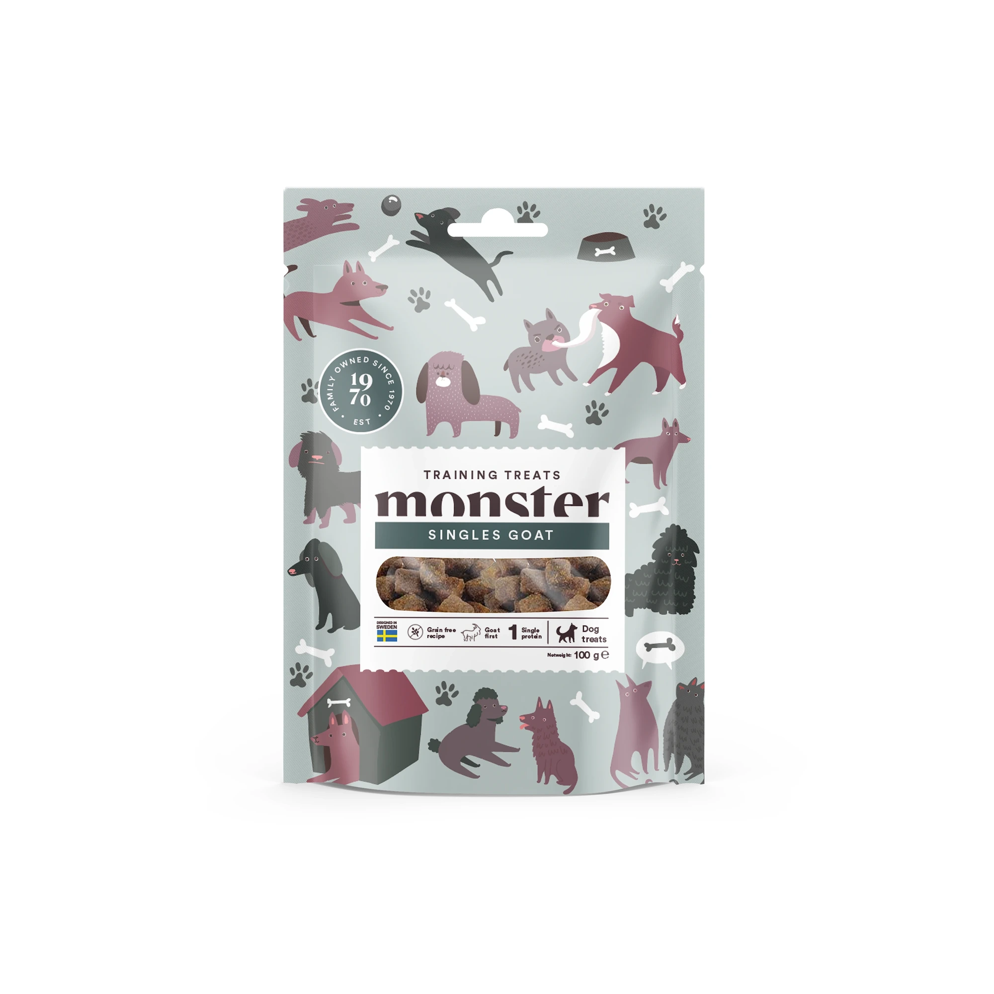 Monster Pet Food treningsgodbiter til hund med geit 100 g
