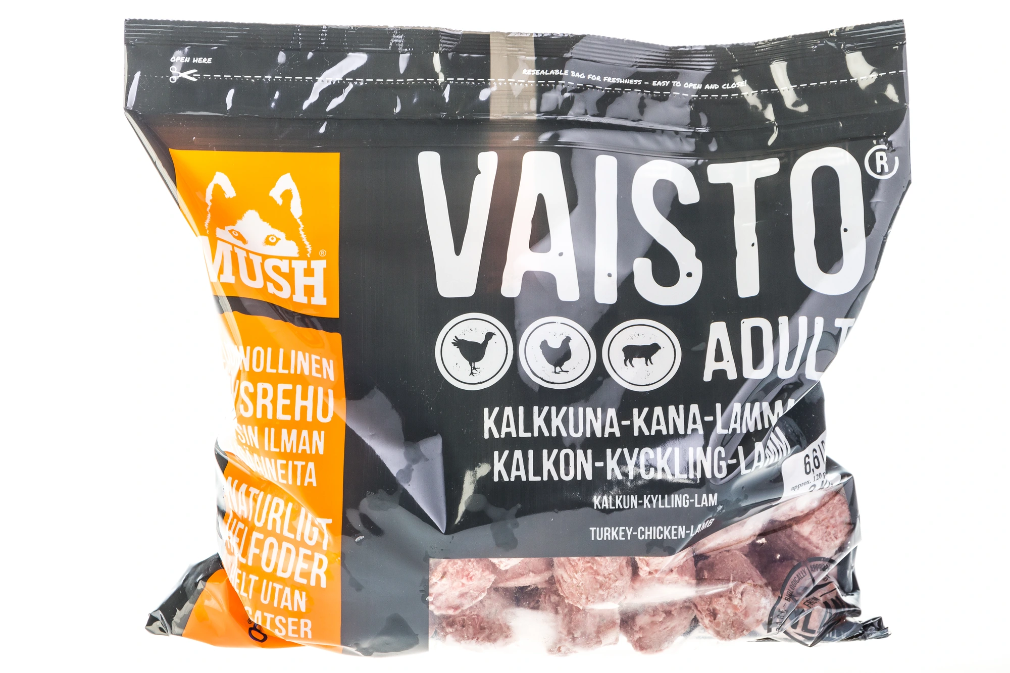 Mush Vaisto frossent råfôr med kalkun, kylling og lam til hund 3 kg