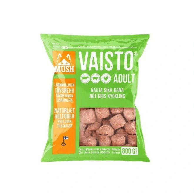 Mush Vaisto frossent råfôr med okse, gris og kylling til hund 800 g