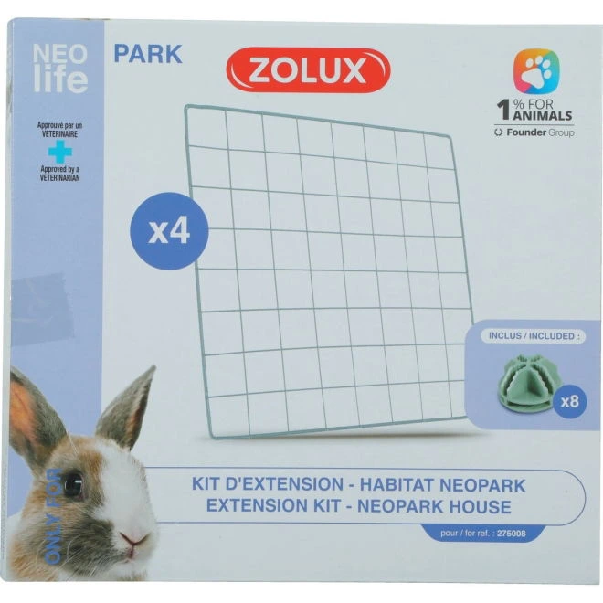 Zolux Nlife Habitat ekstra gitter til Neopark modulært kaninbur 4 stk 35 x 35 x 35 cm