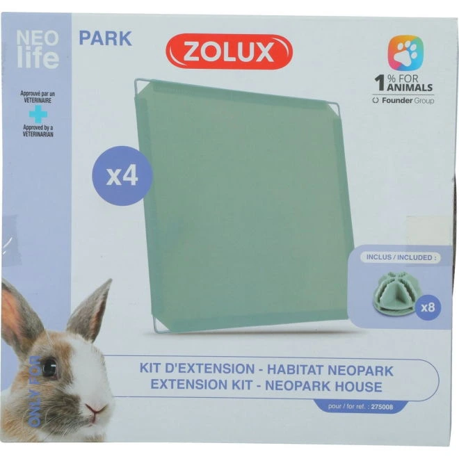 Zolux Nlife Habitat ekstra plater til Neopark modulært kaninbur 4 stk 35 x 35 x 35 cm