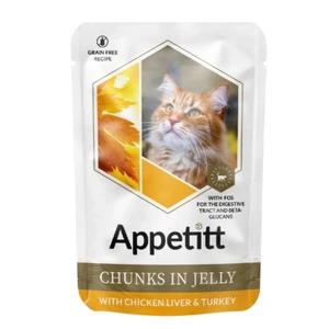 Appetitt kyllinglever og kalkun i gele våtfôr til katt 85 g