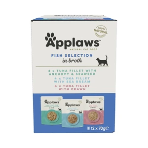 Applaws Fish Selection våtfôr i buljong til katt 12 x 70 g