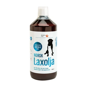 BioSalma fersk norsk lakseolje omega-3 til hund og katt 1000 ml