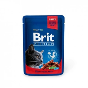 Brit Premium våtfôr i saus med biff og erter til katt 100 g