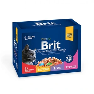 Brit Premium våtfôr med fisk og kjøttbiter i saus til katt 12 x 100 g