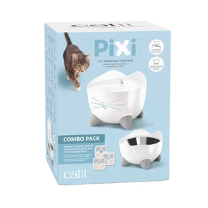 Catit Pixi Combo sett drikkefontene og hevet matskål hvit