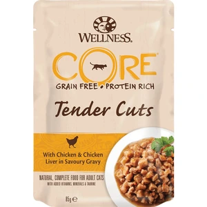 CORE Petfood Tender Cuts våtfôr med kylling og kyllinglever i velsmakende saus til katt 85 g