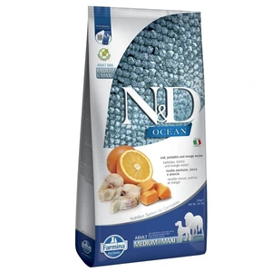 Farmina N&D Ocean Medium/Maxi tørrfôr med torsk, gresskar og appelsin til hund 12 kg