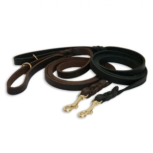 Feel Leather Braid kobbel i fettlær med messinglås til hund brun 1,5 x 180 cm