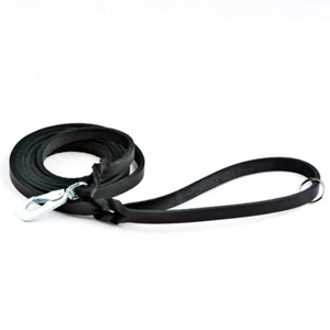 Feel Leather Braid lærkobbel med stållås til hund svart 15 mm x 180 cm