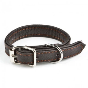 Feel Leather skinnhalsbånd med fôr til hund brunt 1,8 x 50 cm