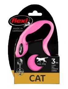 Flexi New Classic Cat Cord rullebånd til katt rosa str XS 3 m maks 8 kg