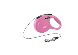 Flexi New Classic Cord rullebånd til hund rosa str XS 3 m