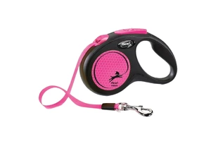 Flexi New Neon Tape rullebånd til hund neonrosa str S 5 m maks 15 kg