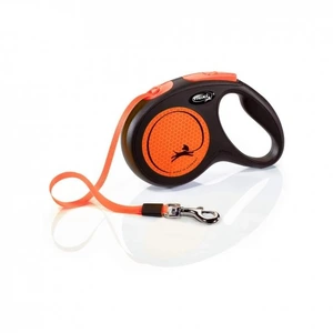 Flexi New Neon Tape rullebånd til hund oransje str M 5 m maks 25 kg