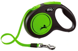 Flexi New Neon Tape rullebånd til hund svart/neongrønn str M 5 m maks 25 kg