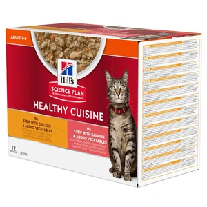 Hill's Science Plan Healthy Cuisine våtfôr i gryte med kylling, laks og grønnsaker til katt 12 x 80 g
