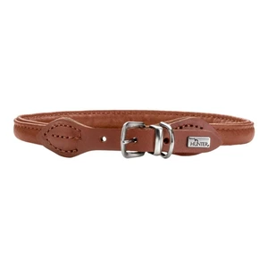 Hunter Round & Soft halsbånd i lær til hund cognac 40 cm str S