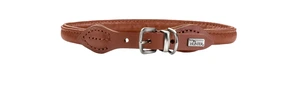 Hunter Round & Soft halsbånd i lær til hund cognac 50 cm str M