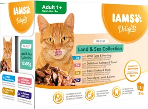 Iams Cat Delights våtfôr i gelé til katt, land & hav 12 x 85 g
