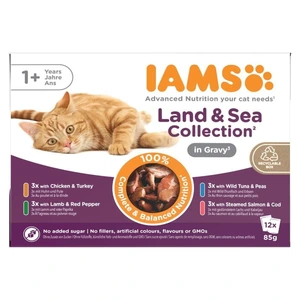 Iams Delights Cat Adult Land & Sea Collection i saus 12 x 85g