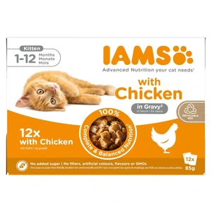 Iams Delights Cat Kitten Kylling i saus 12 x 85g