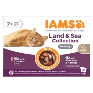 Iams Delights Cat Senior Land & Sea Collection i saus 12 x 85g