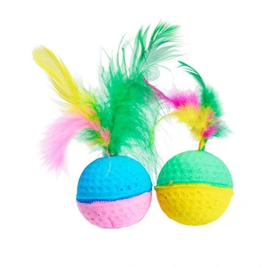 Little&Bigger Juicy Vibes baller med fjær kattleke 2 stk