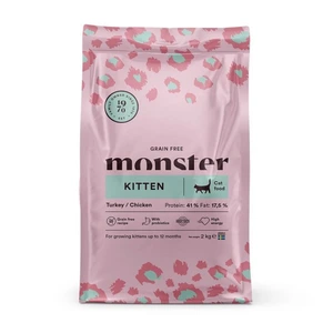 Monster Pet Food Grain Free tørrfôr med kalkun og kylling til kattunge 2 kg