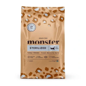 Monster Pet Food Grain Free Sterilisert tørrfôr med kalkun og kylling til katt 2 kg