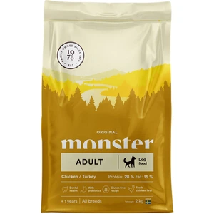 Monster Pet Food Original Adult alle raser kylling & kalkun tørrfôr til hund 2 kg