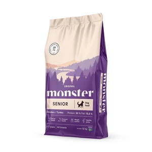 Monster Pet Food Original Senior kylling & kalkun tørrfôr til hund 12 kg