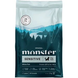 Monster Pet Food Original Sensitive alle raser hvit fisk tørrfôr til hund 2 kg
