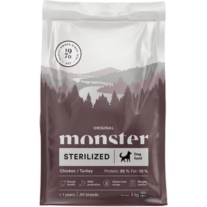Monster Pet Food Original Sterilisert alle raser kylling & kalkun tørrfôr til hund 2 kg