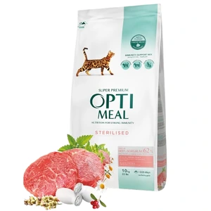 Optimeal Adult & Senior Sterilised & Urinary Care tørrfôr med storfekjøtt til katt 10 kg